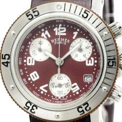 مملوكة مسبقًا ساعة يد نسائية هيرمس كليبر دايفر ستانلس ستيل بنفسجية 33 مم