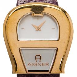 مملوكة مسبقًا ساعة يد نسائية أيغنر فينيزيا ستانلس ستيل مطلي ذهب صدف 36مم