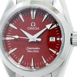 Omega Red Stainless Steel Seamaster Aqua Terra Women's Wristwatch 29MM