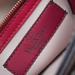 Valentino Red Leather Rockstud Flap Wristlet Clutch