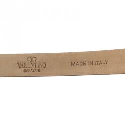 Pre Owned Valentino Pink Leather Rockstud Skinny Belt 80CM