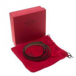 Pre Owned حزام سكيني فالنتينو إبزيم بنقوش فراشة مرصع كريستال جلد عنابني 85 سم