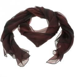 Pre Owned Valentino Burgundy Floral Lace Print Silk Stole 