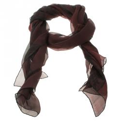 Pre Owned Valentino Burgundy Floral Lace Print Silk Stole 