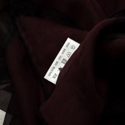 Pre Owned Valentino Burgundy Floral Lace Print Silk Stole 