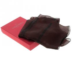 Pre Owned Valentino Burgundy Floral Lace Print Silk Stole 