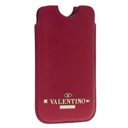 Valentino Dark Pink Leather Rockstud iPhone 5/5S Case