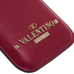 Valentino Dark Pink Leather Rockstud iPhone 5/5S Case
