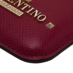 Valentino Dark Pink Leather Rockstud iPhone 5/5S Case