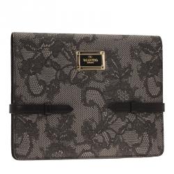 Valentino Grey Lace Embossed Leather iPad Case