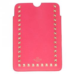 Pre Owned Valentino Neon Pink Leather Rockstud iPad Mini Case 
