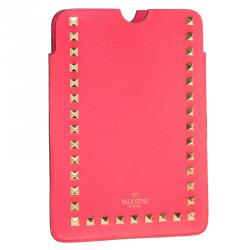 Pre Owned Valentino Neon Pink Leather Rockstud iPad Mini Case 