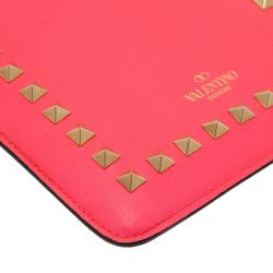 Pre Owned Valentino Neon Pink Leather Rockstud iPad Mini Case 