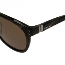 Pre Owned Valentino Brown and Green V652S Round Sunglasses