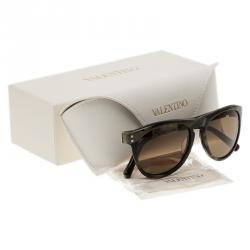 Pre Owned Valentino Brown and Green V652S Round Sunglasses