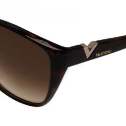 Pre Owned Valentino Brown V624S Oversized Cat Eye Sunglasses