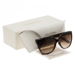 Pre Owned Valentino Brown V624S Oversized Cat Eye Sunglasses