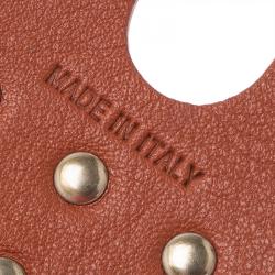 Pre Owned Valentino Rockstud Orange Leather Gold Tone Bracelet