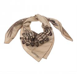 Pre Owned وشاح فالنتينو حرير بيج نسر مطبوع
