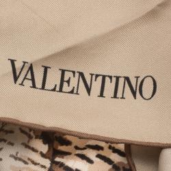 Pre Owned وشاح فالنتينو حرير بيج نسر مطبوع