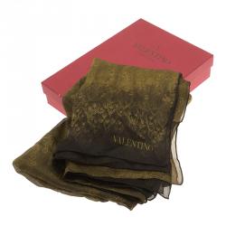 مملوكة مسبقًا وشاح فالنتينو حرير أخضر منقوش