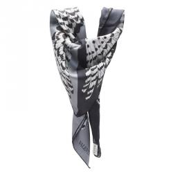 Pre Owned وشاح فالنتينو حرير رصاصي نسر مطبوع