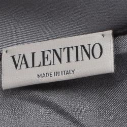 Pre Owned وشاح فالنتينو حرير رصاصي نسر مطبوع
