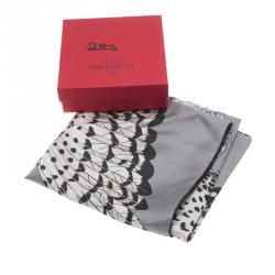 Pre Owned وشاح فالنتينو حرير رصاصي نسر مطبوع