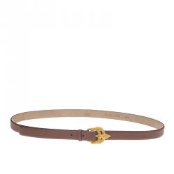 مملوكة مسبقًا Valentino Brown Leather Phoenix Buckle Belt 90 CM