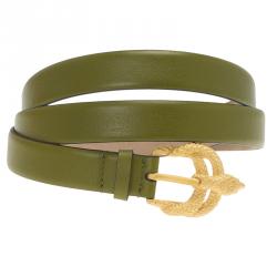Pre Owned Valentino Green Leather Phoenix Buckle Belt 95 CM