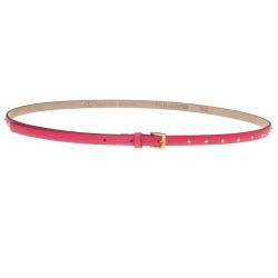 مملوكة مسبقًا Valentino Pink Studded Leather Skinny Belt 75 CM