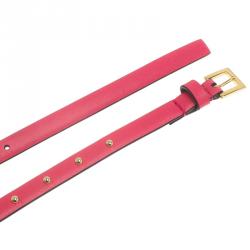 مملوكة مسبقًا Valentino Pink Studded Leather Skinny Belt 75 CM
