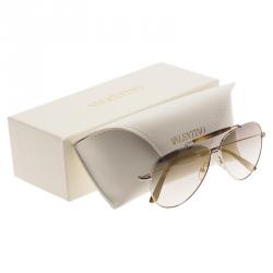 مملوكة مسبقًا Valentino Silver and Tortoise V120S Aviator Sunglasses