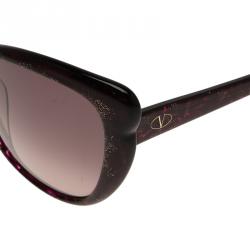 Pre Owned Valentino Purple Glitter V634S Cat Eye Sunglasses