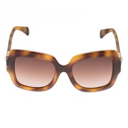 Pre Owned Valentino Tortoise Frame V714S Superstud Square Sunglasses
