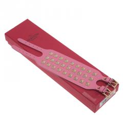 مملوكة مسبقًا Valentino Rockstud Wide Pink Leather Gold Tone Bracelet