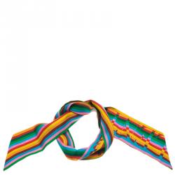 Pre Owned وشاح فالنيتنو للرقبة حرير مونوغرامي مطبع متعدد الألوان