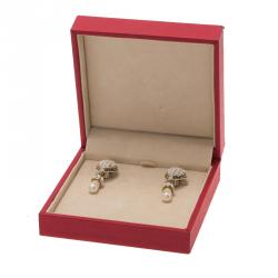 Pre Owned Valentino Faux Pearl Gold Tone Drop Clip On Earrings