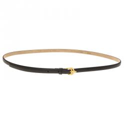 Pre Owned Valentino Black Leather Phoenix Buckle Belt 85 CM