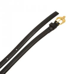 Pre Owned Valentino Black Leather Phoenix Buckle Belt 85 CM