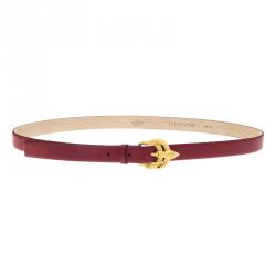 Pre Owned حزام فالنتينو بأبزيم بحلية ثعبان جلد أحمر 85 سم