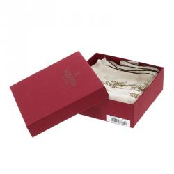 Pre Owned وشاح فالنتينو حرير مطبع ورد اخضر زيتوني وكريمي