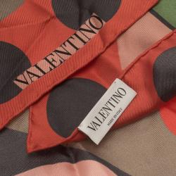 Pre Owned وشاح فالنتينو حرير متعدد الألوان منقط مربع