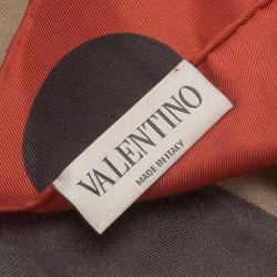 Pre Owned وشاح فالنتينو حرير متعدد الألوان منقط مربع