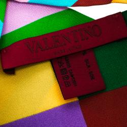 Pre Owned Valentino Multicolor Chevron Printed Silk Bandeau