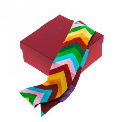 Pre Owned Valentino Multicolor Chevron Printed Silk Bandeau