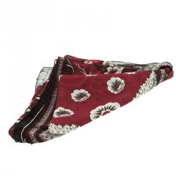 Pre Owned Valentino Black and Red Floral Printed Silk Square Stole