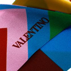مملوكة مسبقًا Valentino Multicolor Chevron Printed Silk Bandeau