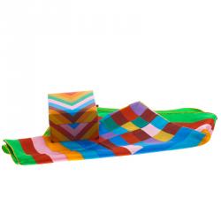 مملوكة مسبقًا Valentino Multicolor Checkered Print Silk Square Scarf