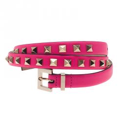 Valentino Neon Pink Rockstud Skinny Belt 85 CM 
